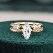 1.0 CT Marquise Cut Pave Moissanite Bridal Ring Set Mapple Gems